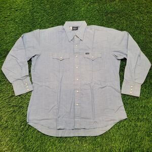 VTG 80s Wrangler Pearl Snap Western Shirt Mens XL 17.5x34/35 USA
